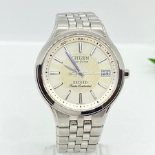 Running Citizen Exceed Eco Drive Radio Solar White H111 Geometric Guilloch EXCEE Watch and Bracelet Accessory price