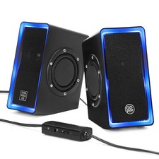 GOgroove SonaVERSE O2i Speakers for PC with AUX Input (Black with LEDs) Gaming Speaker price