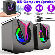 3.5mm RGB LED Mini USB Wired Computer Speakers Stereo Bass For PC Laptop Desktop Computer Speakers price