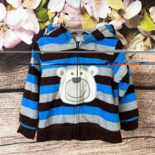 Carter’s Toddler Boys Multicolored Striped Animal Front Zip Up Hooded Sweatshirt Baby Sweatshirt price