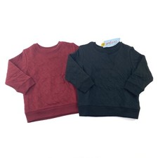 Cat & Jack Baby Boy Size 18M Quilted Pullover Sweatshirts 2 Pack Black/Maroon Baby Sweatshirt price