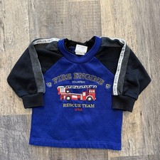 Joggles Toddler Blue Fire truck Sweatshirt Size 2T 90s Vintage Kids Baby Sweatshirt price
