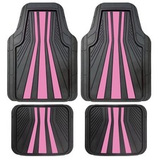 Rally 4-Piece Black & Pink All-Weather Rubber Floor Mat Set – Heavy Duty Univers Car Floor Mat price