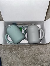 Silicone Baby Cup With Teething Straw & Built In Straw Stopper   2 Complete sets Built-in Sets price