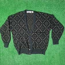 Vintage John Ashford black & gold cardigan Size XL made in Italy #knitwear Men's Sweater & Cardigan & Knitwear price