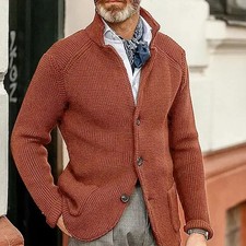 Men's Solid Casual Knitwear Sweater Thick Warm Stand Collar Cardigan Tops Elegan Men's Sweater & Cardigan & Knitwear price