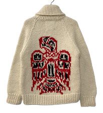 Kanata Cowichan Thunderbird Eagle Sweater Vintage Knit Jacket 2-Way Zip Ivory L Men's Sweater & Cardigan & Knitwear price