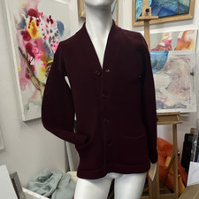 Marg’t Knit Men's Burgundy Wool Knit Button Front V-Neck Cardigan EU 42 Men's Sweater & Cardigan & Knitwear price