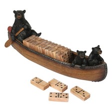 Rivers Edge Products Rustic Dominoes or Domino Games Set Bear in a Canoe Gaming Products price