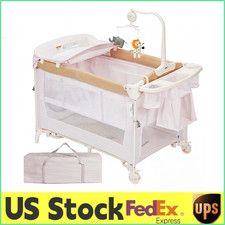 Foldable Baby Playpen w/Bassinet & Changing Table Portable Pack W/Music Toy Bar Baby Playpen & Cribs price