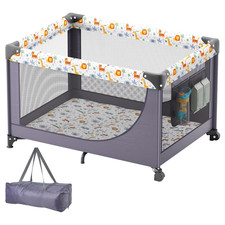 Baby Travel Crib and Play Yard, Folding Baby Playpen with Soft Mattress Pad, Por Baby Playpen & Cribs price
