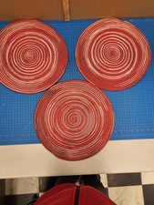 Set of 3 Round Red White Metallic Braided Coiled Rope Placemats 15" Table Decor Placemat price