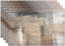 Farmhouse Placemats Set of 4, 12x18 Inch Modern Abstract White and Brown Art Pai Placemat price