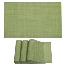 Set of 4 Place Mats 450x300mm Table Mats PVC Washable Woven Placemat Grass Green Placemat price