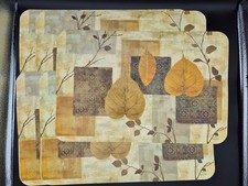 Set Of 5 Vinyl Reversible Placemats, 17"×11", Espresso Leaf Placemat price