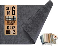 Faux Leather Placemat Set of 6 Double-Sided Waterproof Washable 17"X12" Placemat price