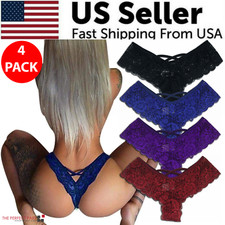 4 Pack Women Sexy Lace Underwear Lingerie Panties G-String Brief Thong Plus Size Panties price