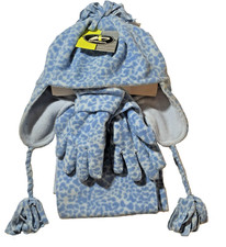 3 Pcs Fleece Set Hats Scarf Gloves for Kids Toddler Baby Girls Warm Knit Blue Baby Gloves & Scarf price