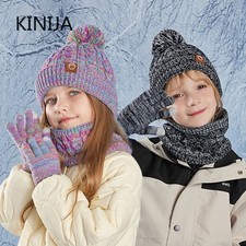 Kids Winter Hat Scarf Gloves Set Unisex Beanie Knitted Scarf Cap 50-54cm Baby Gloves & Scarf price