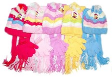 Baby Girl Knit Beanie Hat, Scarf & Gloves Set (e125) Baby Gloves & Scarf price