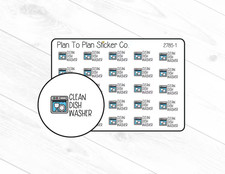 2785-1~~Clean Dishwasher Planner Stickers. Dishwasher Sticker price