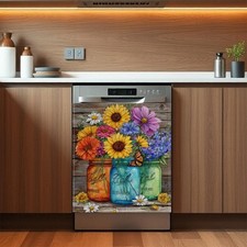 Cute Flowers Dishwasher Magnet Cover, Front Dishwasher Cover Decoration Magne... Dishwasher Sticker price