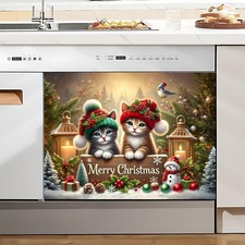 Christmas Dishwasher Magnet Cover 23x17 Inches Cat Design Magnetic Panel Sticker Dishwasher Sticker price