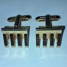 Vintage Hickok Linear "Rake" Yellow Gold Plated Cuff Links Cufflinks price