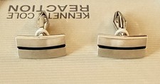 Kenneth Cole Reaction Brushed Silver-Tone Cufflinks with Black Stripe Cufflinks price