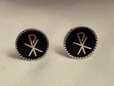 CREED STERLING SILVER CHI RHO SYMBOL CHRISTIAN MENS CUFFLINKS EXCELLENT COND Cufflinks price