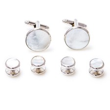 Mother of Pearl 2 Cufflinks and 4 Studs Tuxedo Set Bulk Packed Cufflinks price