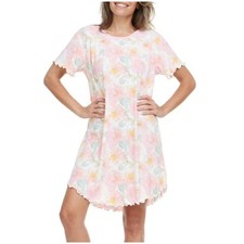 Flora Nikrooz Pink Floral Ribbed Lettuce Trim Sleep Dress Nightgown Medium Nightgown & Pajamas price