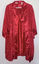 Adonna Red Satin Jacquard 2 Pc Robe & Nightgown Pajama Set Women’s Medium Nightgown & Pajamas price