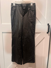 SHEIN Women’s Black Faux Leather Straight Leg Pants Size M Zip Pockets Pants, Shorts, Leggings price