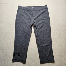 Under Armour HeatGear Heathered Gray Yoga Capri Pants Leggings Medium Pants, Shorts, Leggings price