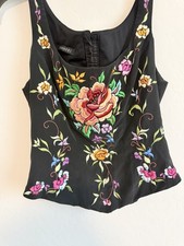 Casadei Overbust Bustier Top Black Multicolor Floral Embroidered size S Corset price