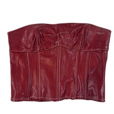 Y2K Edikted Burgundy Faux Leather Corset Top Lace Up Back M Whimsical Goth Fairy Corset price