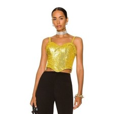 AREA Sequin Corset Top in Gold Corset price
