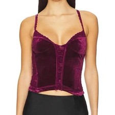 Women’s Purple Velvet Lace Bustier Corset Top Spaghetti Straps Underwire S/B Corset price