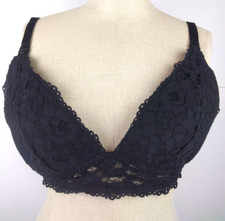 Unbranded RN 52469 Black Plunge Lace Wireless Nursing Bra Size L            (50) Nursing Bra price