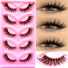 5 Pairs Faux Mink Cat Eye False Eyelashes Wispy Fluffy Lashes 10-15mm Natural Blush price