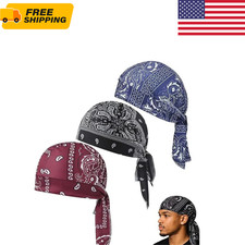 Head Scarf BLACK Cotton Bandana Cap Durag Hair Wrap Motorcycle Do Doo Dew Chemo Bandana (Outdoor) price