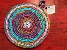 PURPLE CAT CRAFTS Handmade Crocheted Trivet Potholder Colorful Round Hot Pad Trivet price