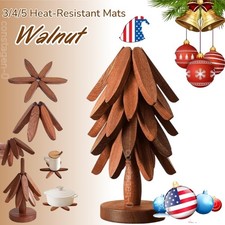Wooden Trivet Set with Tree Stand – 3/4/5 Heat-Resistant Mats W 1 Base | Walnut Trivet price