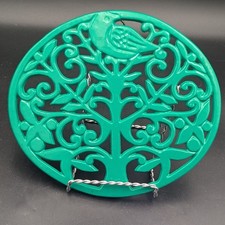 Cast Iron Enamel Trivet Tree Of Life Emerald Green Oval ODI 2015 Wall Hanging Trivet price