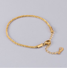 Women 18K Gold Stainless Steel Diamond Cut 2mm Rope Chain Bracelet 8" Gift PE46 Steel Bracelet price