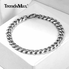 7mm Curb Cuban Link Chain Stainless Steel Bracelet for Men Silver Tone Steel Bracelet price