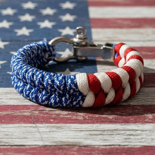 American Flag Bracelet Patriotic USA Woven Paracord Stainless Steel Clasp Men Wo Steel Bracelet price
