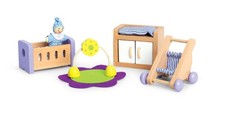 Hape Wooden Doll House Furniture Baby's Room Set with Baby| Pretend Playset for Baby Room Furniture price