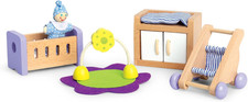 Wooden Doll House Furniture Baby'S Room Set with Baby| Pretend Playset for Kid’S Baby Room Furniture price